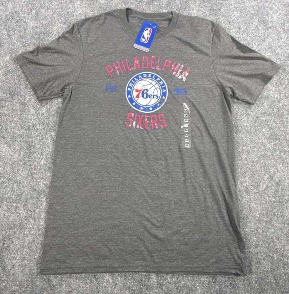 Logo Athletic Philadelphia 76ers NBA Size Medium Heather Gray T-Shirt NWT